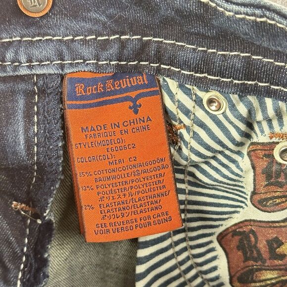 Rock Revival Meri Crop Jeans Womens 22 Dark Wash Faux Flap Embroidered Western - Picture 8 of 16